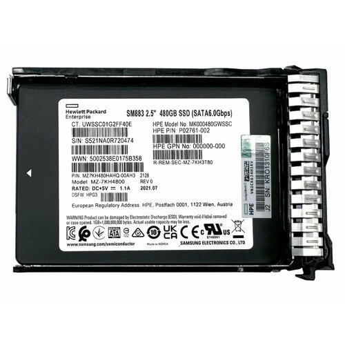 Жесткий диск HP MZ-7KH4800 480Gb SATAIII 25 SSD 5363000₽