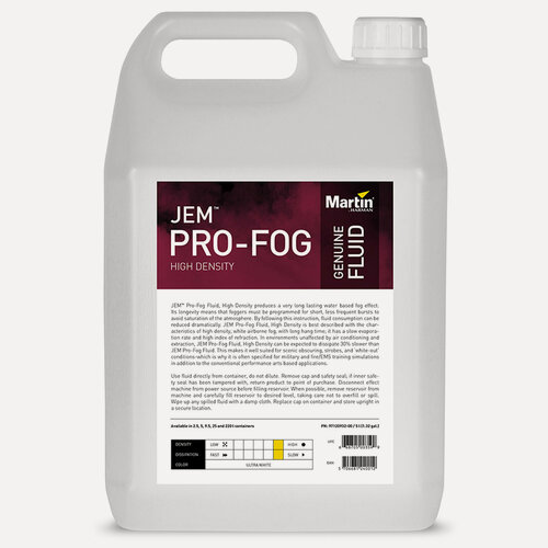 Изображение товара Жидкость для дым машины Martin JEM Pro-Fog Fluid High Density 5L (долгое рассеивание).