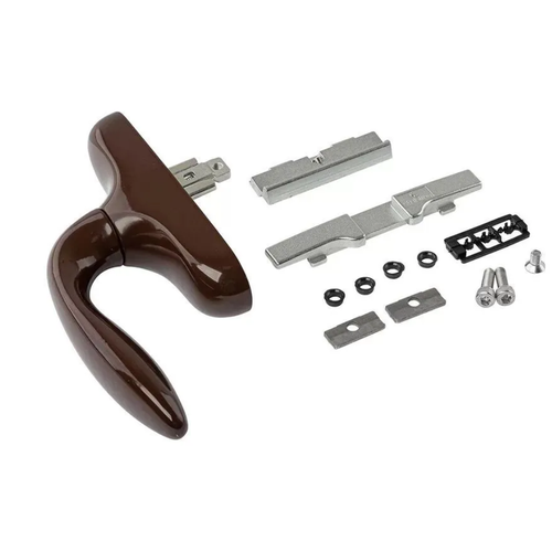 Ручка оконная Stublina управляющая с предохранителем и крепежом пов-отк. (Европаз), коричневая