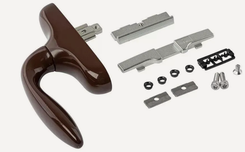 Изображение товара Ручка оконная Stublina управляющая с предохранителем и крепежом пов-отк. (Европаз), коричневая