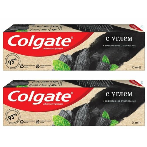 Colgate Зубная паста Naturals Эффективное отбеливание, с углем, 75 мл, 2 шт