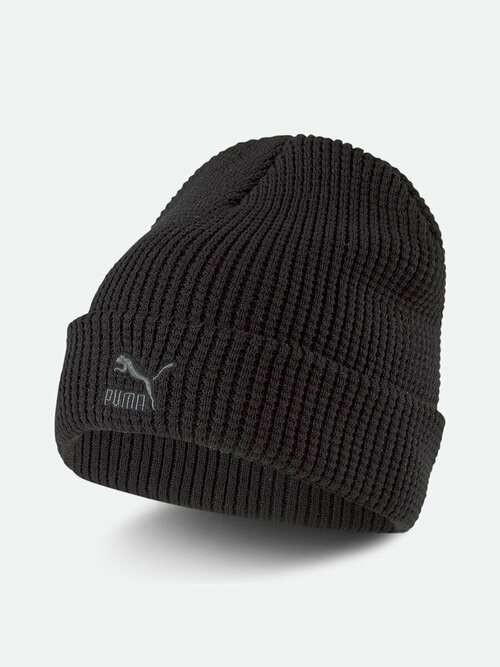 Шапка бини PUMA Шапка PUMA Archive Mid Fit Beanie, цвет: black-gray logo (черный). 02284806. Размер ADULT (56/58), размер ADULT, черный