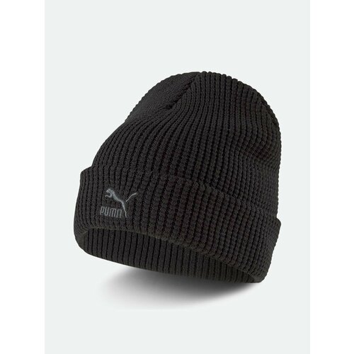 фото Шапка бини puma шапка puma archive mid fit beanie, цвет: black-gray logo (черный). 02284806. размер adult (56/58), размер adult, черный