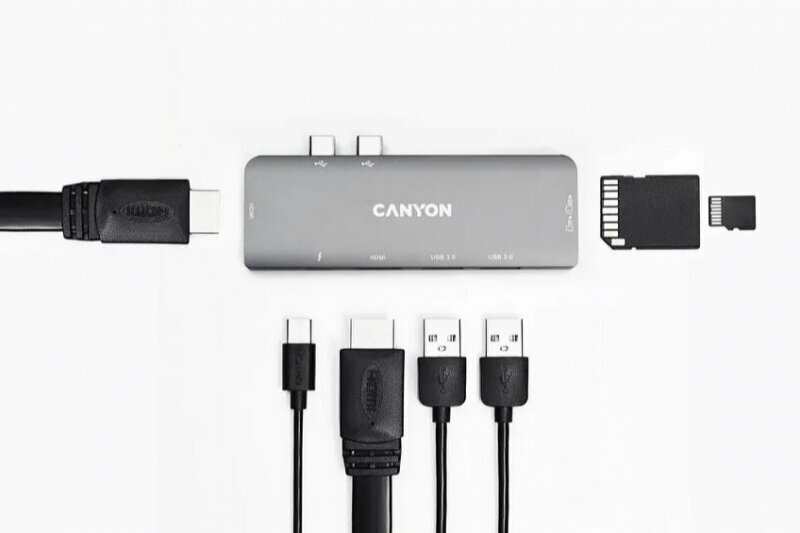 USB-концентратор Canyon 7-в-1 (CNS-TDS05B) разъемов: 2