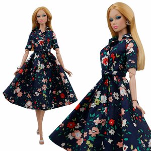 Платье-рубашка цвета "Сад в летнюю ночь" для кукол 29 см. типа барби