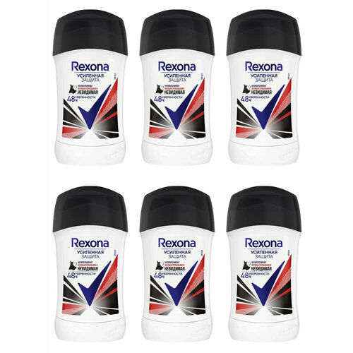 Rexona Антиперспирант-карандаш Антибактериальная и невидимая на черной и белой одежде, 40 мл, 6 шт unilever юнилевер антиперспирант карандаш rexona невидимая на черной и белой одежде 40 мл