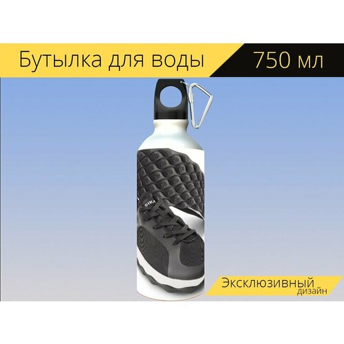 фото Бутылка фляга для воды "парикмахерская обувь белый черный, обслуживание обувь, sika обувь" 750 мл. с карабином и принтом lotsprints