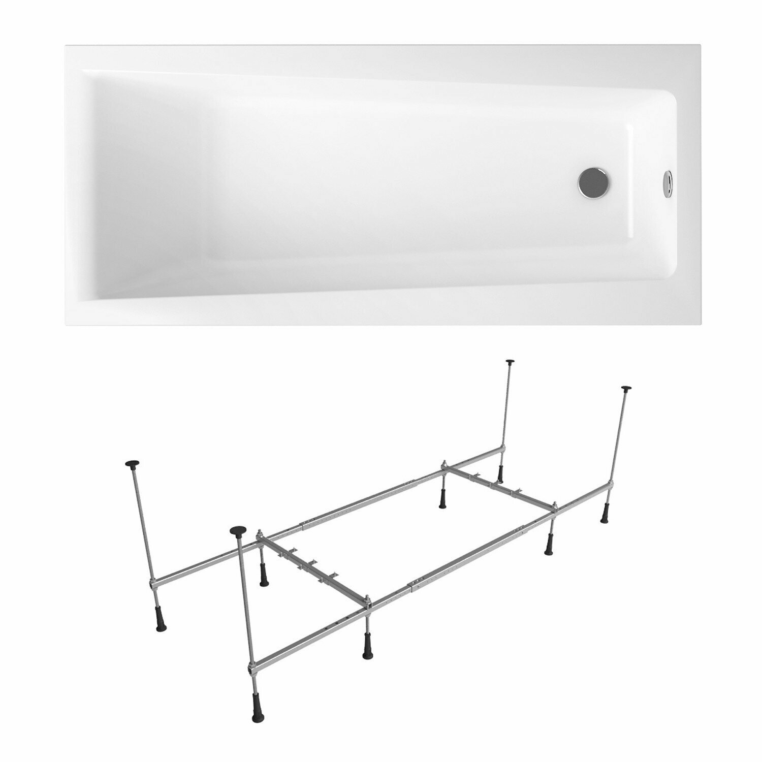 Акриловая ванна 150х75 см Lavinia Boho Rock набор 2 в 1 S1-37070050: прямоугольная ванна, усиленный металлический каркас