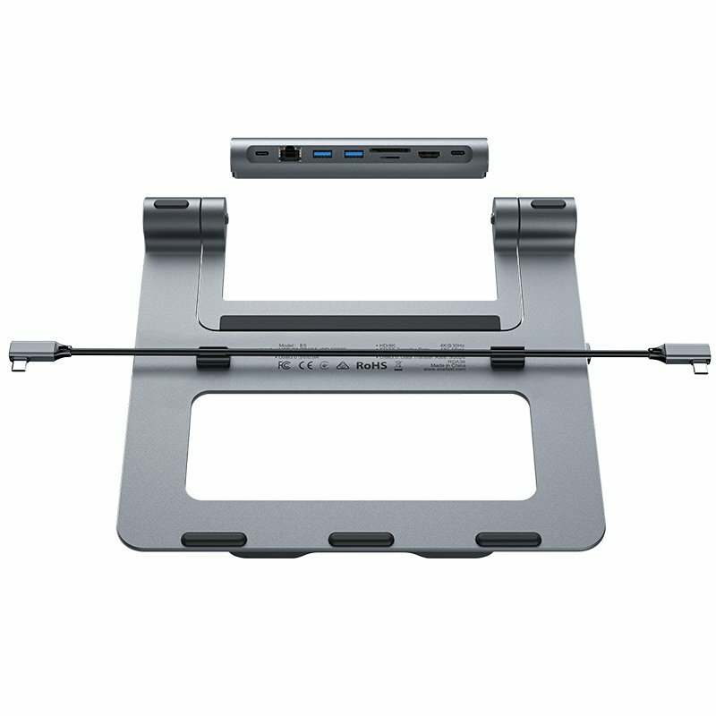 Подставка-хаб для ноутбука ACEFAST E5 PLUS USB-C (2 - USB-A HDMI RJ45 2-USB-C PD) многофункциональная