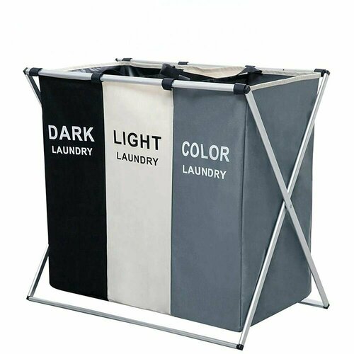 Корзина для белья с 3 отсеками раздельная сборка бeлья для стирки 1119₽