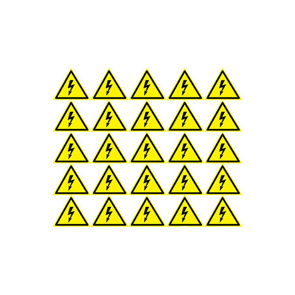 Наклейка знак электробезопасности "Опасность поражения электротоком", 25х25х25 мм, Rexant {56-0006-1} (лист 25 шт)