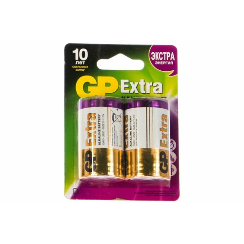 Алкалиновые батарейки GP Extra Alkaline 13А типоразмера D - 2 шт. GP 13AXNEW-2CR2 батарея gp extra aaa 6 шт