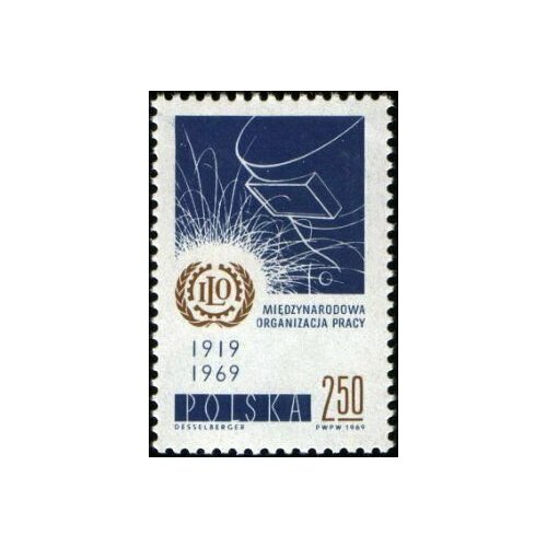 (1969-065) Марка Польша Эмблема МОТ , III Θ 1954 009 марка польша эмблема велогонки iii θ