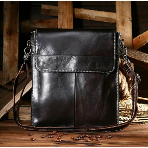 Сумка  кросс-боди  мужская барсетка из натуральной кожи, фактура гладкая, коричневый