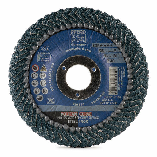 Круг лепестковый PFERD PFR 125x22 M Z40 SGP CURVE STEELOX 790151 1099₽