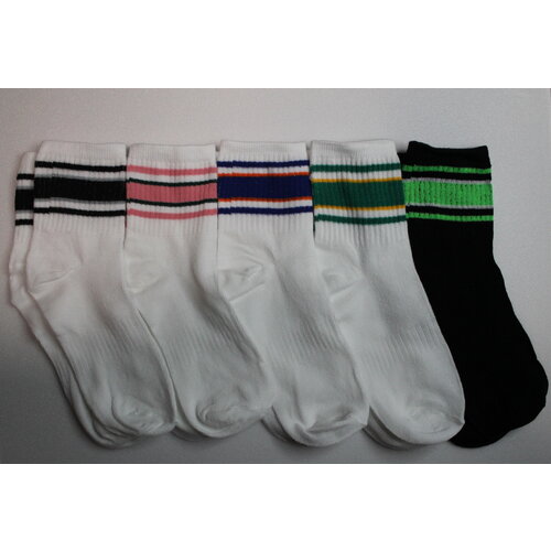 фото Носки белые с полосой, 5 пар, размер 35/43, мультиколор line