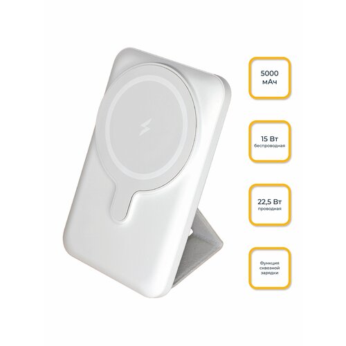 Беспроводной магнитный внешний аккумулятор Magsafe 5000 mAh Быстрая зарядка белый 1300₽