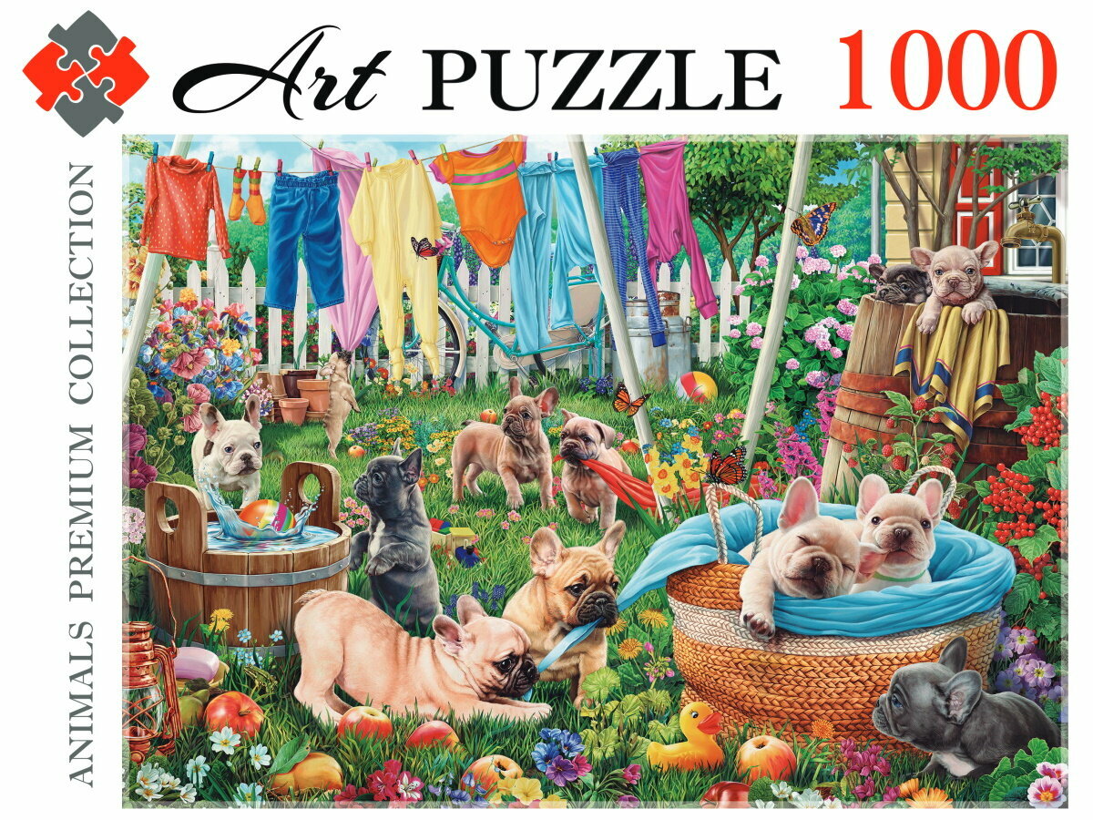 ПазлыArtpuzzle 1000 дет. Французские бульдоги в саду Ф1000-0466, (Рыжий кот)