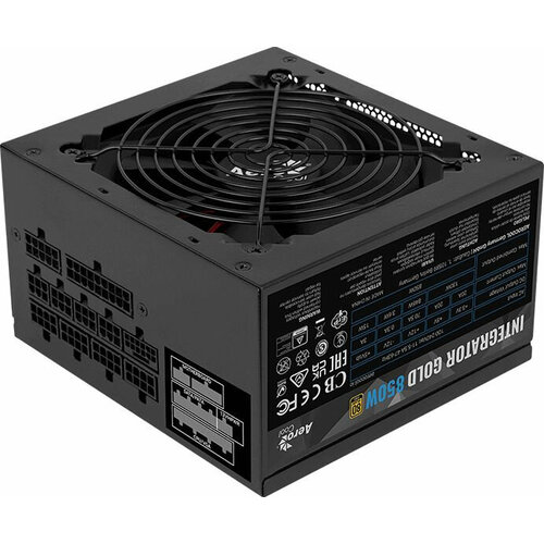 Блок питания Aerocool ATX 850W Integrator Gold 850W Gen5 80 gold 204pin APFC 120mm fan LED 6xSATA Cab Manag RTL 1125400₽