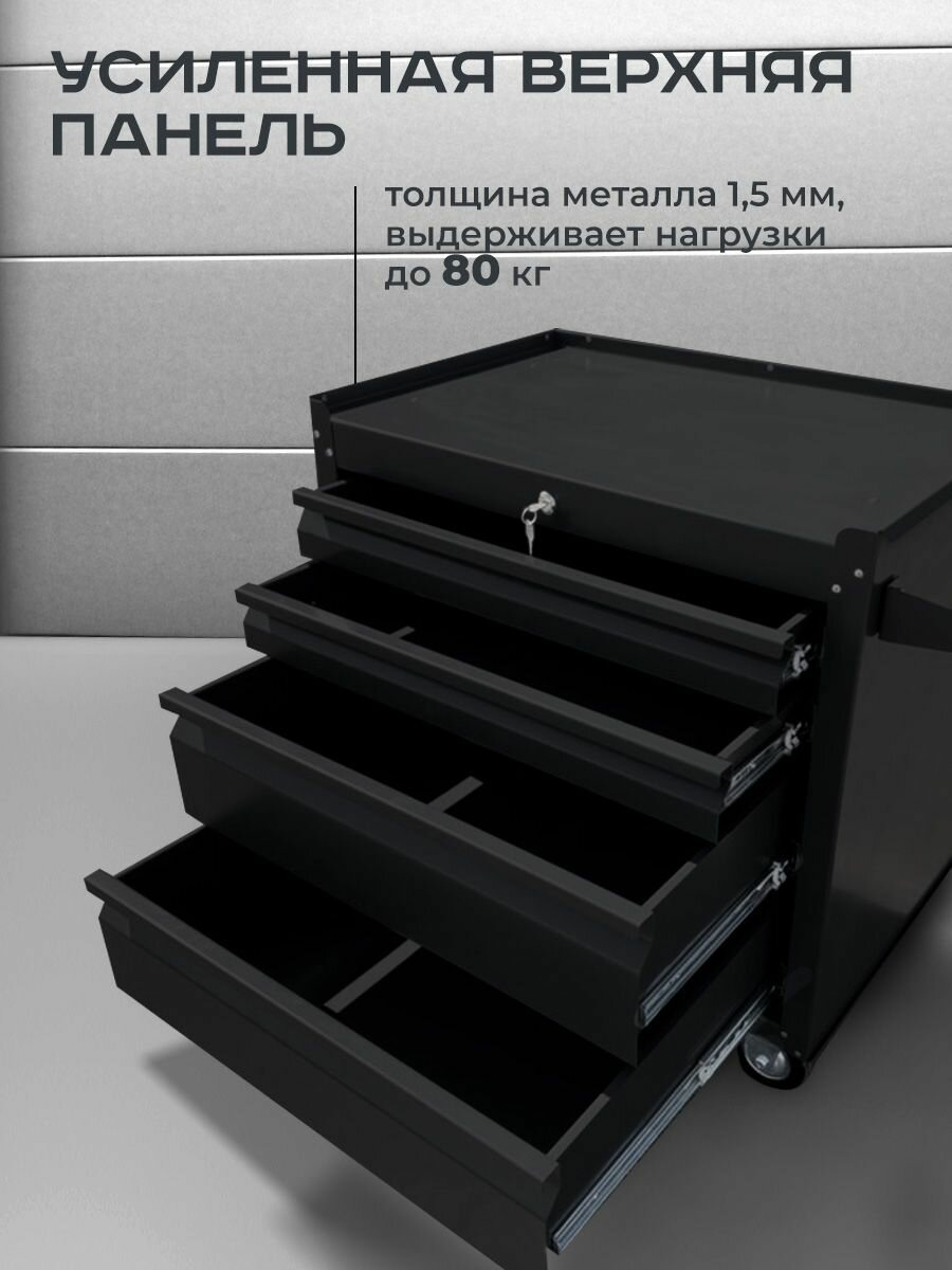 Инструментальная тележка Вертикаль Смарт, чёрная — фото 4