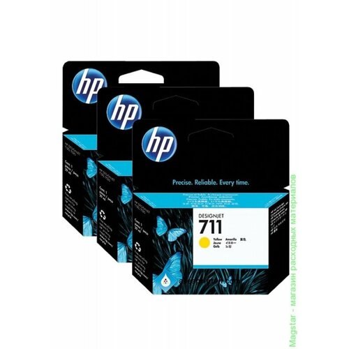 картридж 711 для hp designjet t120 t520 cz136a 3 pack sakura желтый Картридж 711 для HP DJ T120/T520, желтый, 3*29мл CZ136A 3штХупак