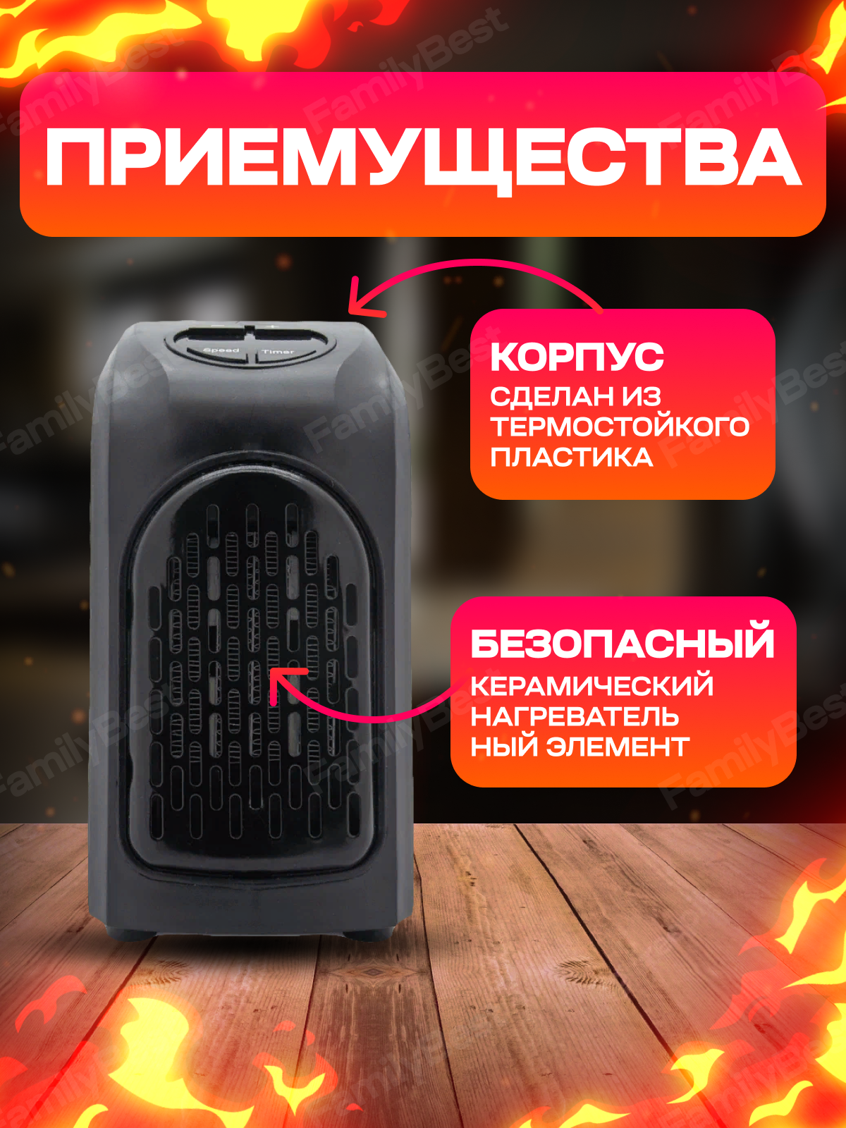 "Mini Heater", портативный обогреватель в розетку - фотография № 2