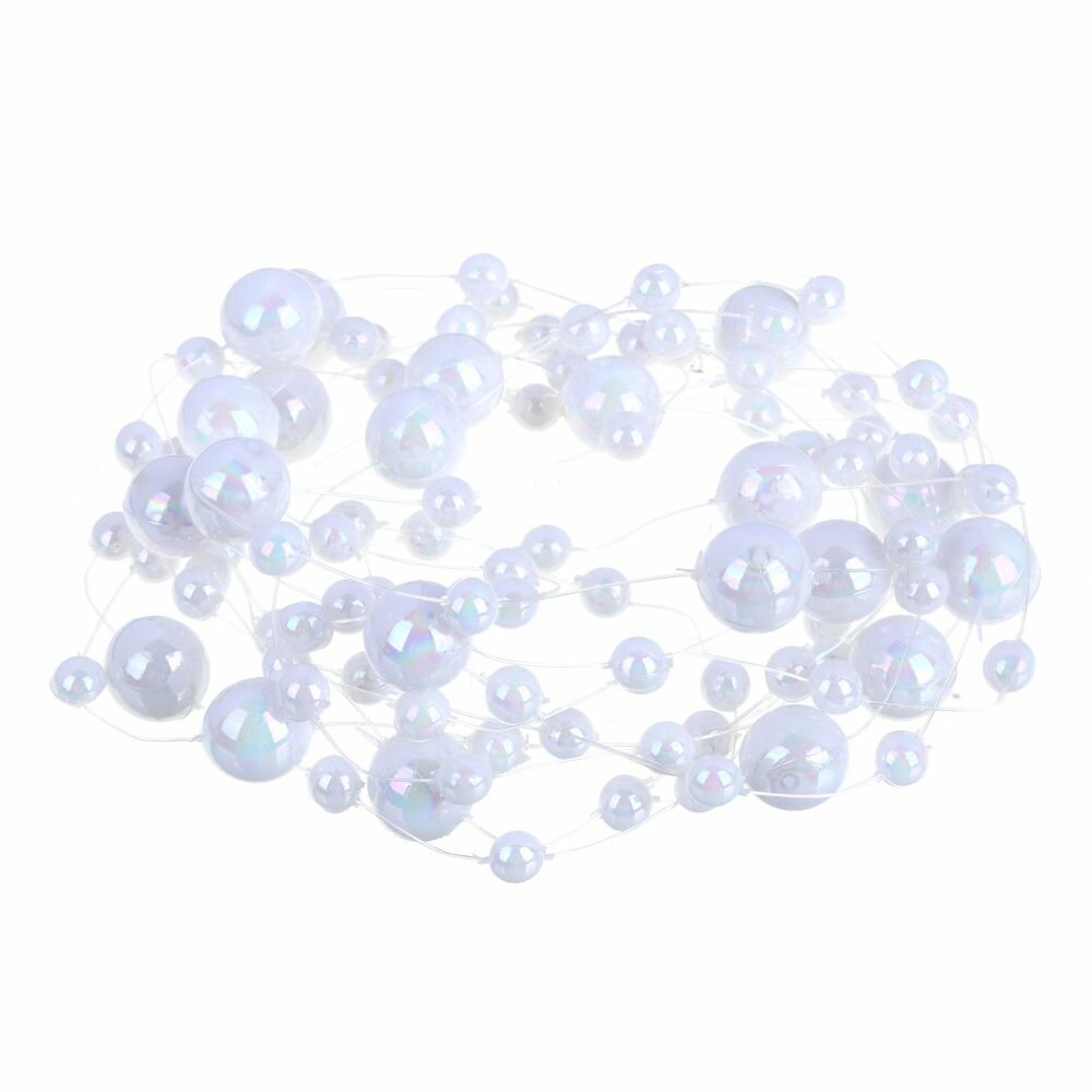 фото Сноу БУМ Бусы декоративные, шары разных диаметров, 200см, пластик, перламутр