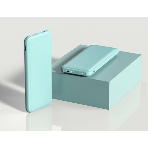 Портативный внешний аккумулятор Power Bank MyPads M-Y36 на 10000 мАч мятный бирюзовый цвет- полимерная батарея оригинальный и нужный подарок на Д 1871₽