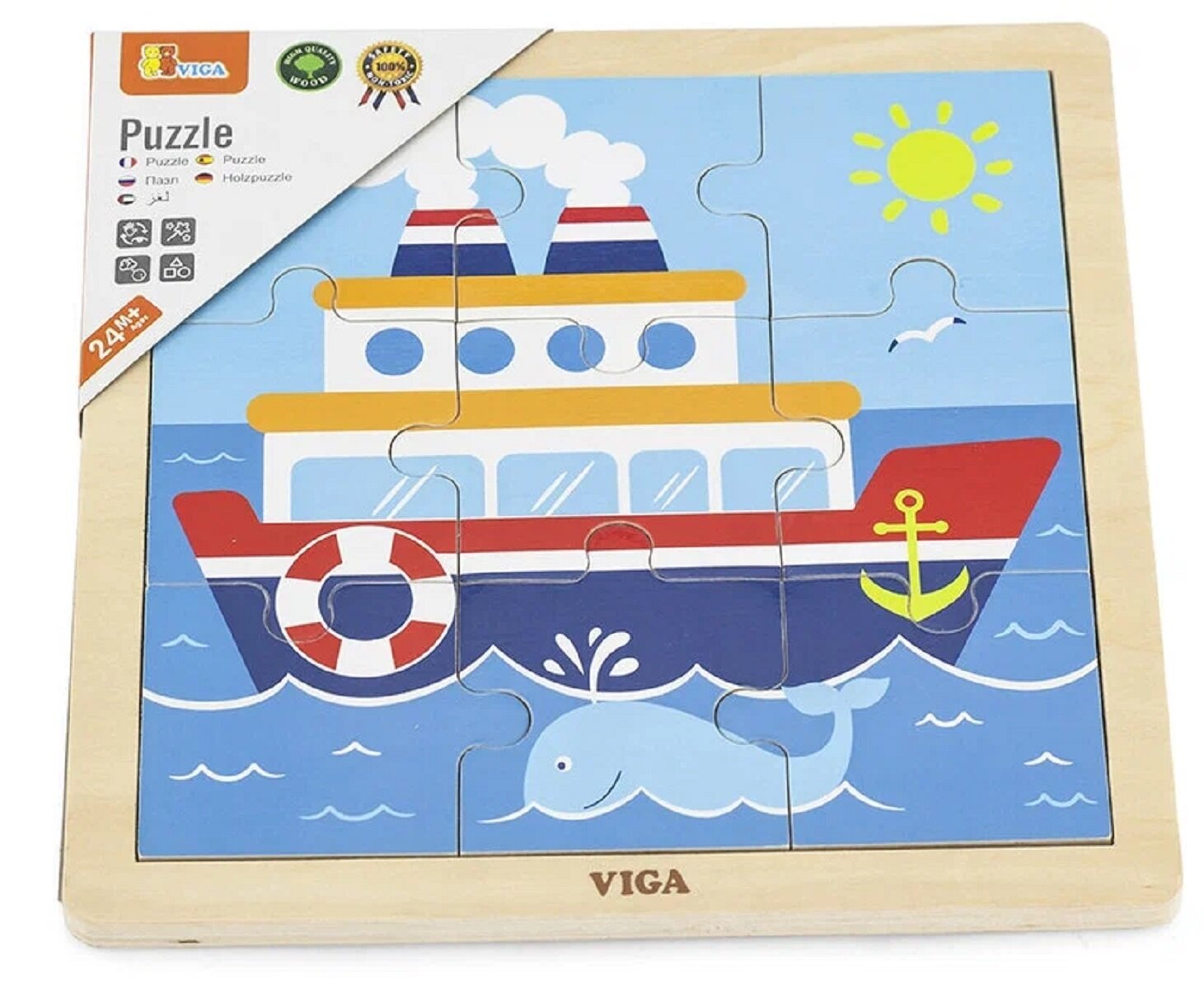 Пазл Viga Корабль, 9 деталей, в пленке VG51445