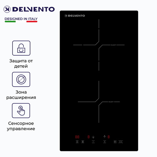 Варочная панель электрическая DELVENTO V30D28S100 / 30см / черный / 9 уровней мощности / стеклокерамика / защита от детей / 3 года гарантии