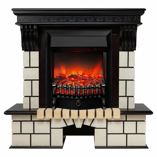 Электрокамин RealFlame STONE R STD/EUG AO-287 с очагом Fobos Lux Black электрокамин realflame stone ao с очагом fobos lux bl s