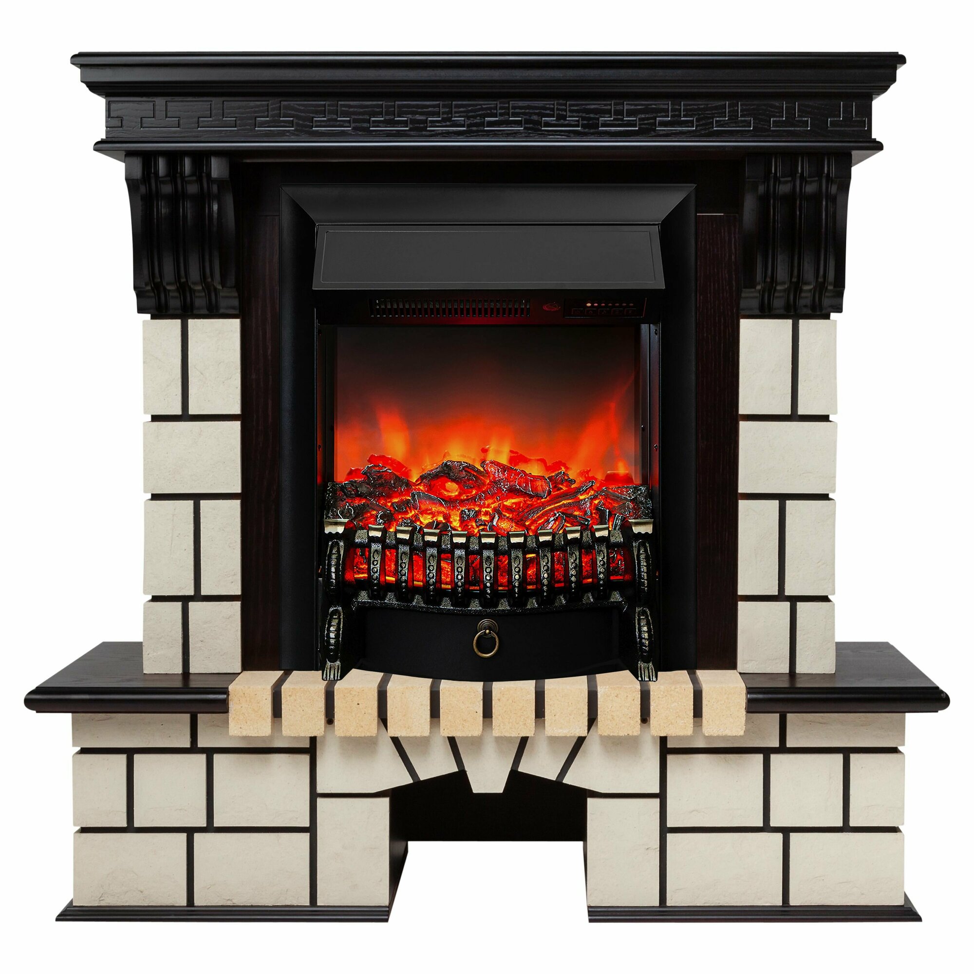 Электрокамин RealFlame STONE R STD/EUG AO-287 с очагом Fobos Lux Black LT RC