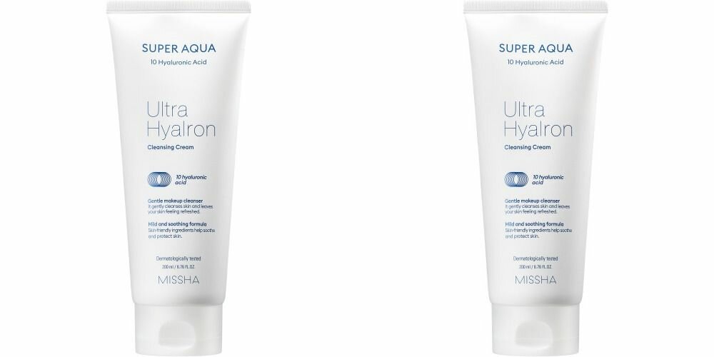 Missha Кремовая пенка для умывания и снятия макияжа Aqua Ultra Hyalron, 200 мл, 2 шт