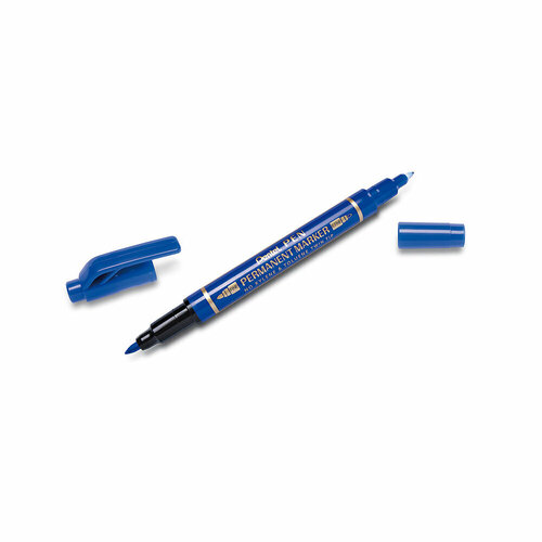 Маркер 12 шт. Pentel перманентный для CD Pen Twin Tip New 0.3 - 1.2 мм пулевидный N75W-CE для CD, 2-х сторонний, синий