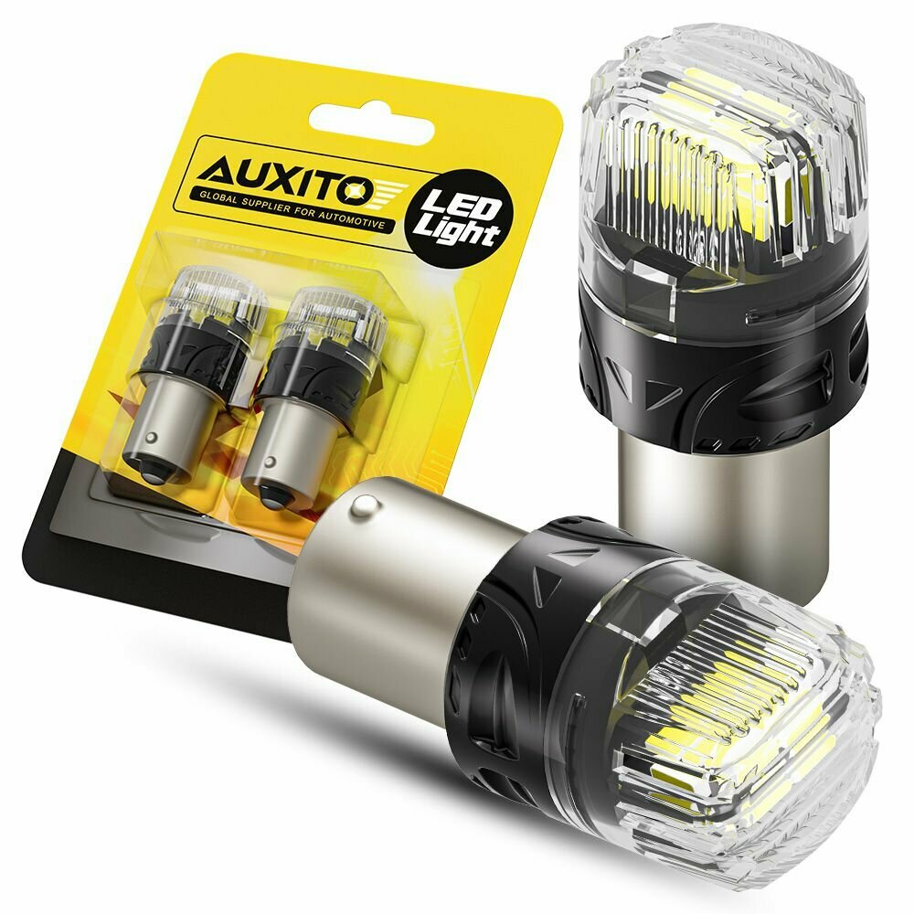 Светодиодная автомобильная LED лампа AUXITO цоколь 1156 (P21W, BA15S) одноконтактная. Цвет свечения: белый (2 шт)