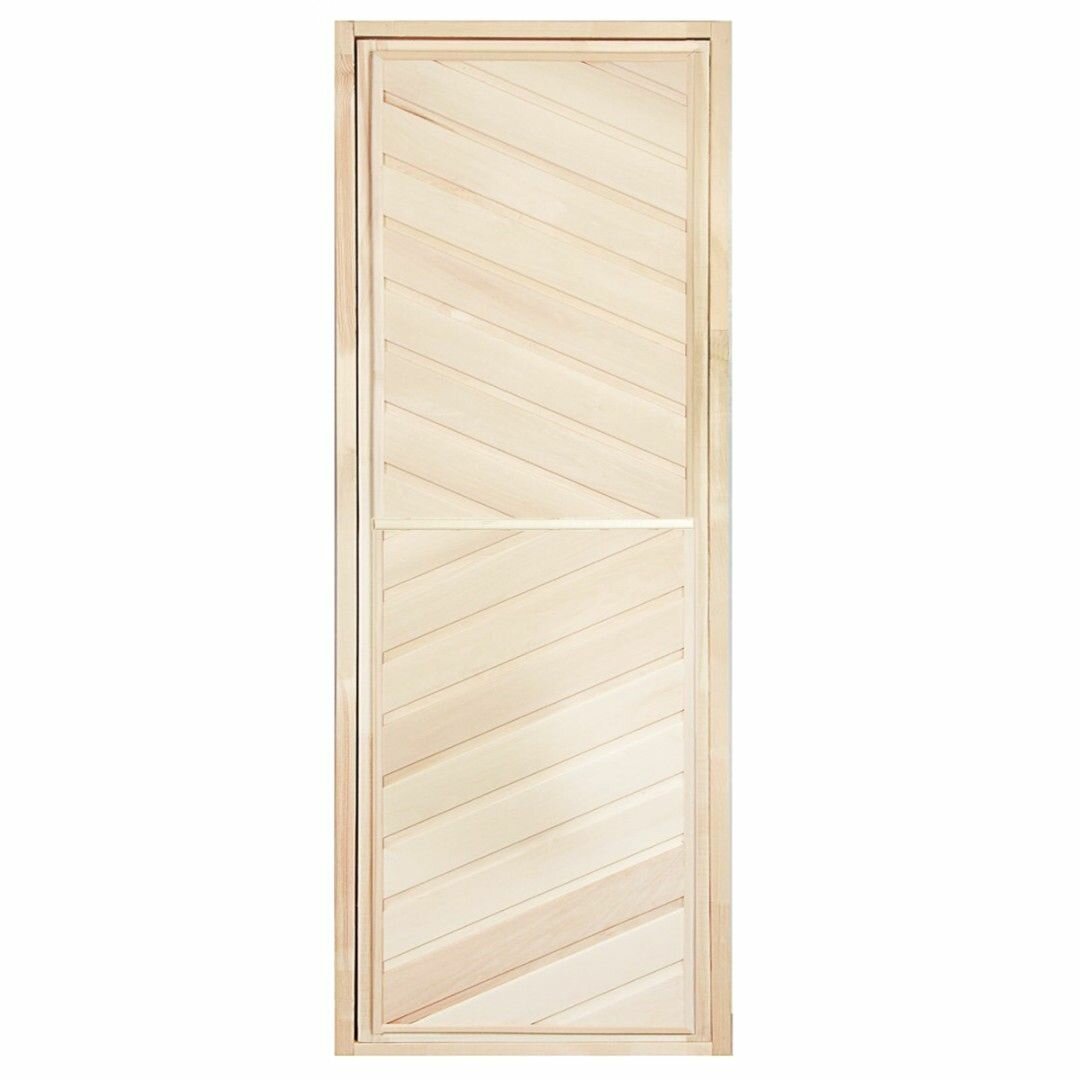 Дверь деревянная для бани и сауны глухая диагональная с ребром 19х07 м