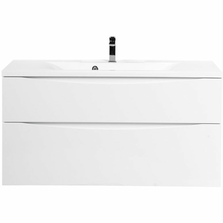 База под раковину подвесная BelBagno MARINO-H60 с двумя выкатными ящиками Bianco Lucido 1100x450x600 MARINO-H60-1100-2C-SO-BL-P