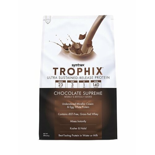 Syntrax Trophix (907 гр) - Шоколад протеин prime kraft multi сывороточный яичный казеин клубника банан 900 г