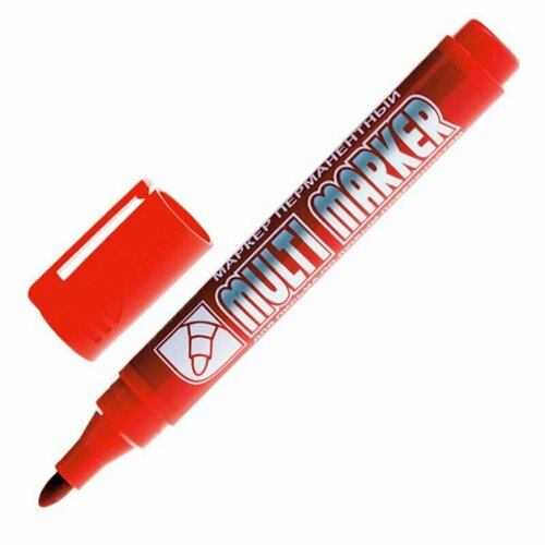 Маркер перманентный Crown Multi Marker 3-5 мм красный;12 шт. офисмаг маркер перманентный красный 2 5 4 мм 151199 12 шт красный