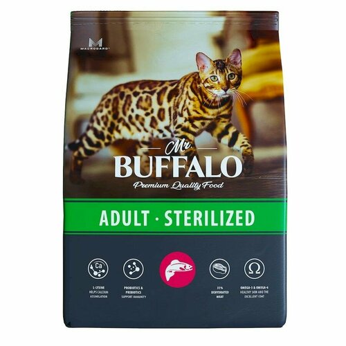 Mr.BUFFALO STERILIZED Сухой корм для стерилизованных кошек Лосось корм для кошек mr buffalo sterilized курица сух 400г