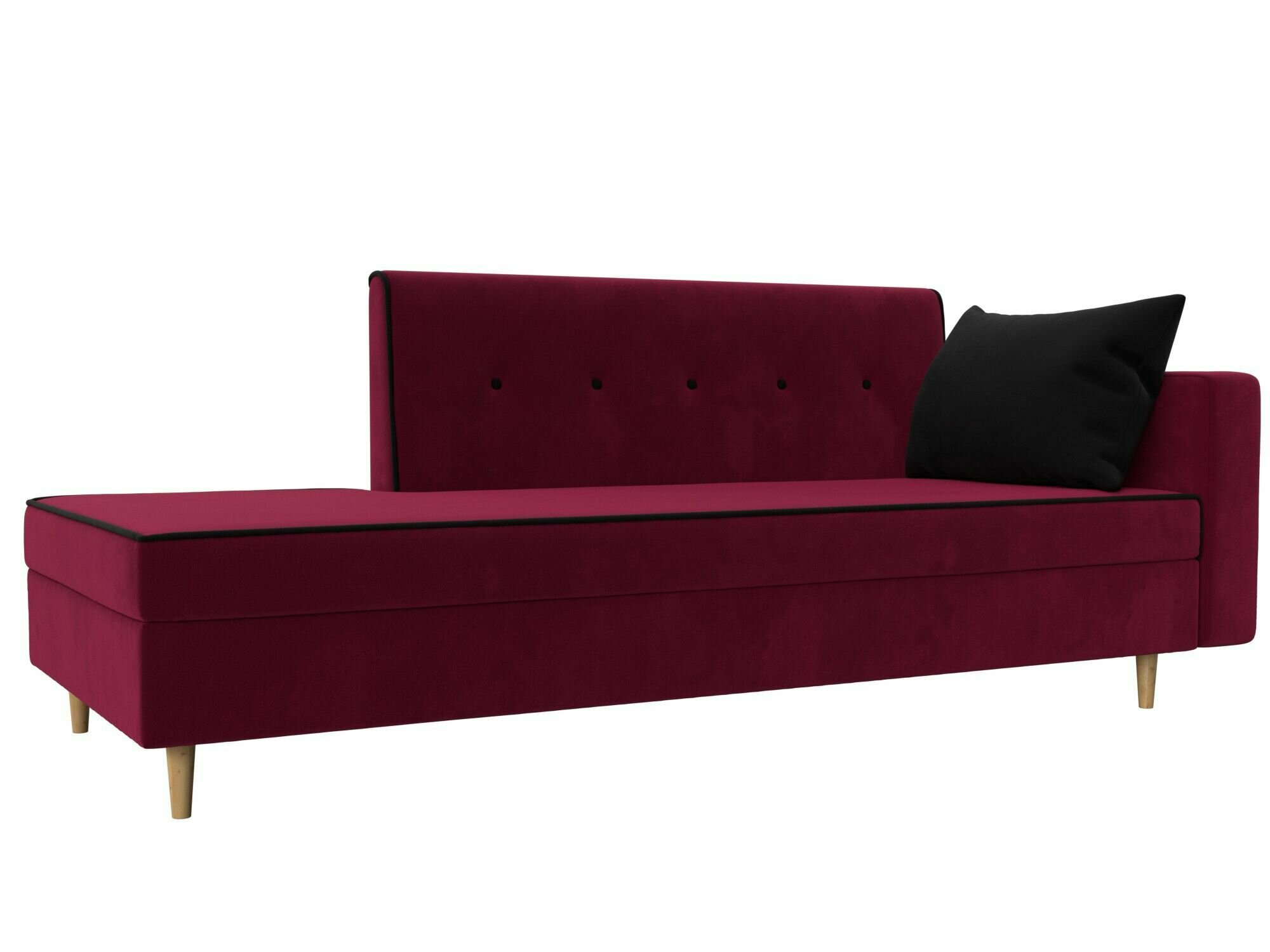 фото Кушетка Тахта Селена правая, Микровельвет сиреневый и коричневый