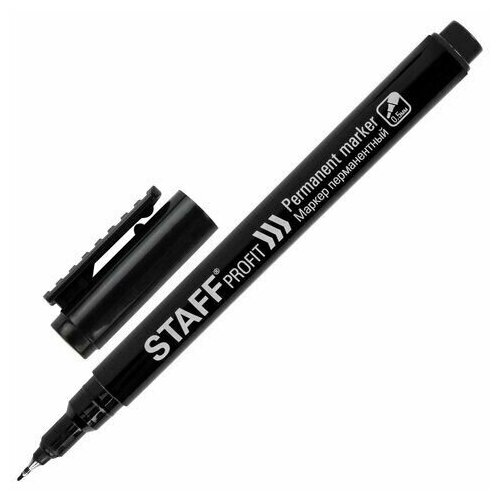 Маркер перманентный STAFF Profit PM-105, черный, тонкий металлический наконечник 0,5 мм, 152170