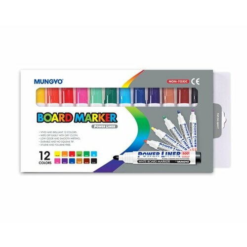 Mungyo Маркеры для досок 12 цветов в картоновой коробке sela25
