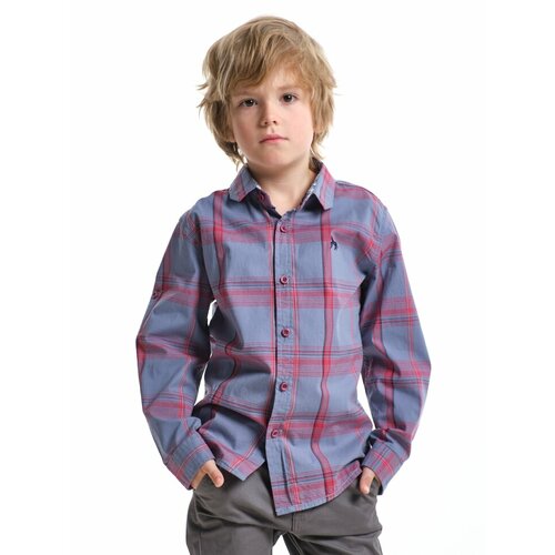 фото Рубашка mini maxi, размер 116, серый, красный