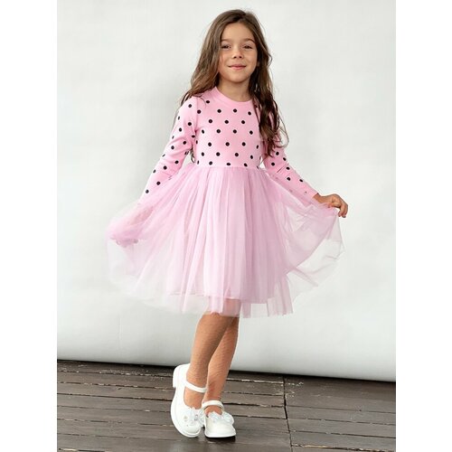 Платье Бушон, размер 122-128, розовый платье андерсен нарядное в горошек размер 122 розовый