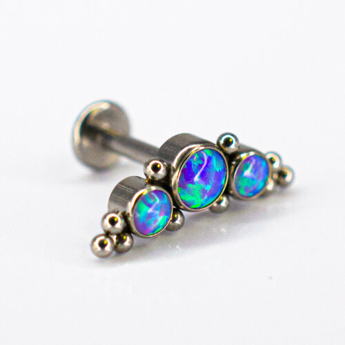 Серьги одиночные Zloster, опал, размер 6 мм, голубой