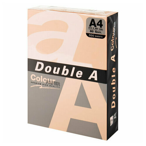 Бумага цветная DOUBLE A, А4, 80 г/м2, 500 л, пастель, светло-оранжевая бумага double a 115124