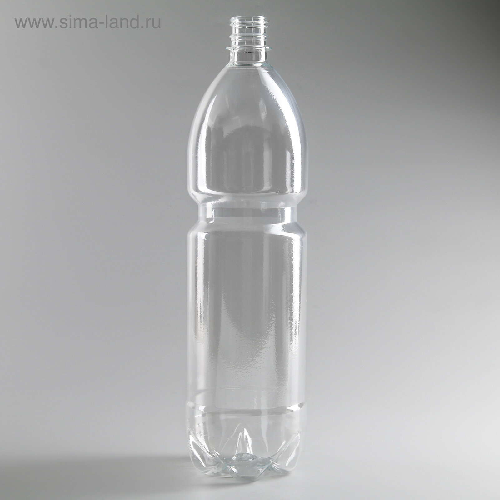 Бутылка пластиковая одноразовая, 1,5 л, ПЭТ, без крышки, цвет прозрачный