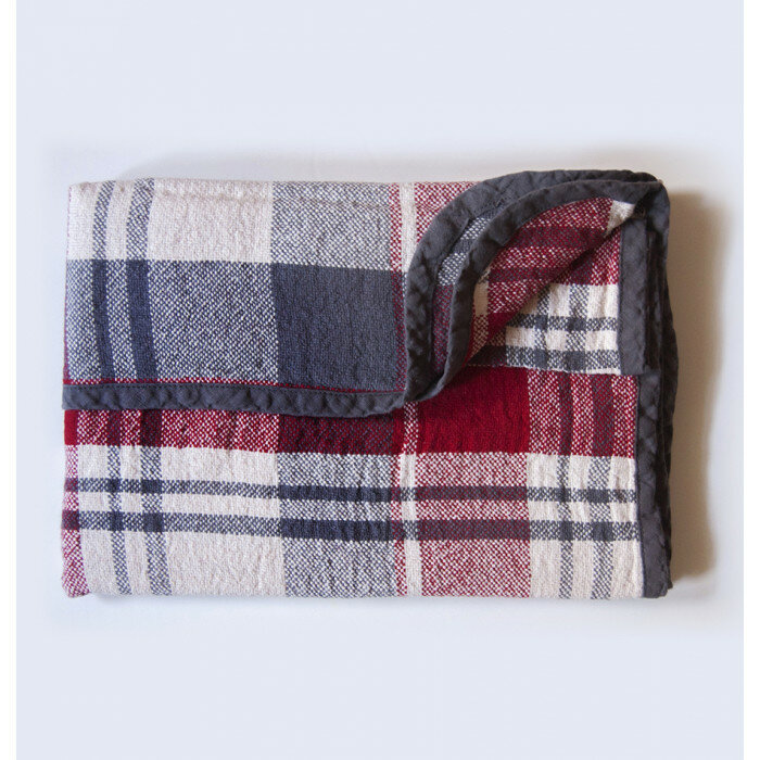 Льняное покрывало из умягченного льна 110 х 145 см Клетка 