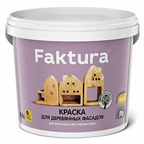 грунт faktura грунт пропитка faktura для древесины ведро 9 л Краска FAKTURA акриловая с воском для деревянных фасадов, база С, 9 л